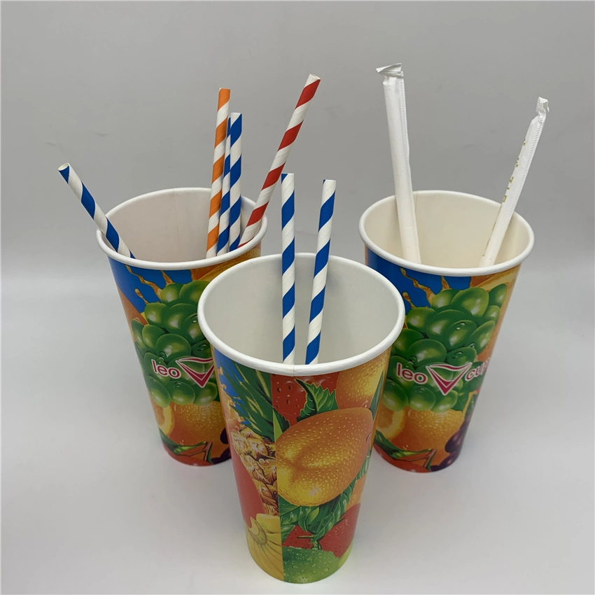 16oz Cold Drinking Paper Cups with Straw