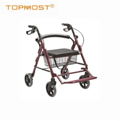 Bastidor de aluminio Caminata asistida silla de ruedas para adultos con discapacidad Walker con asiento Rollator ahorro de mano de obra con cesta
