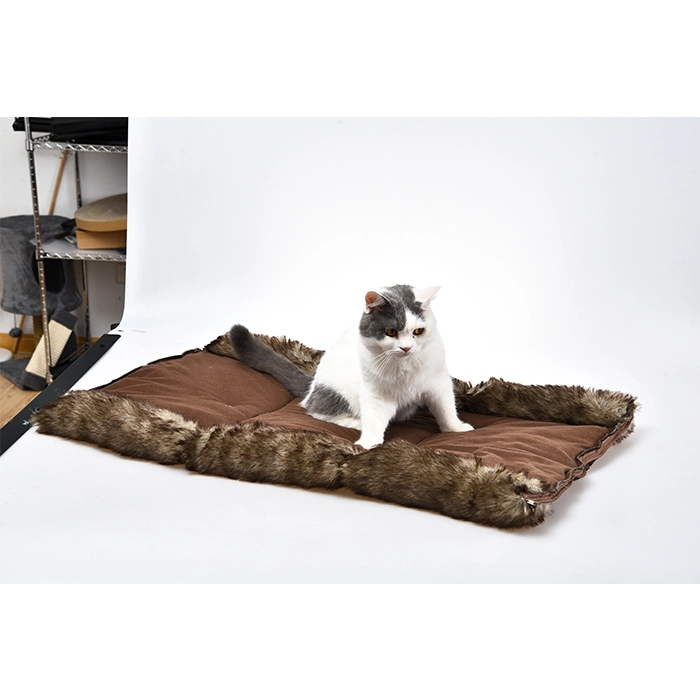 Luxury Warm Faux Fur Pet Bed 2 Ways Use Cat Bed Cushion