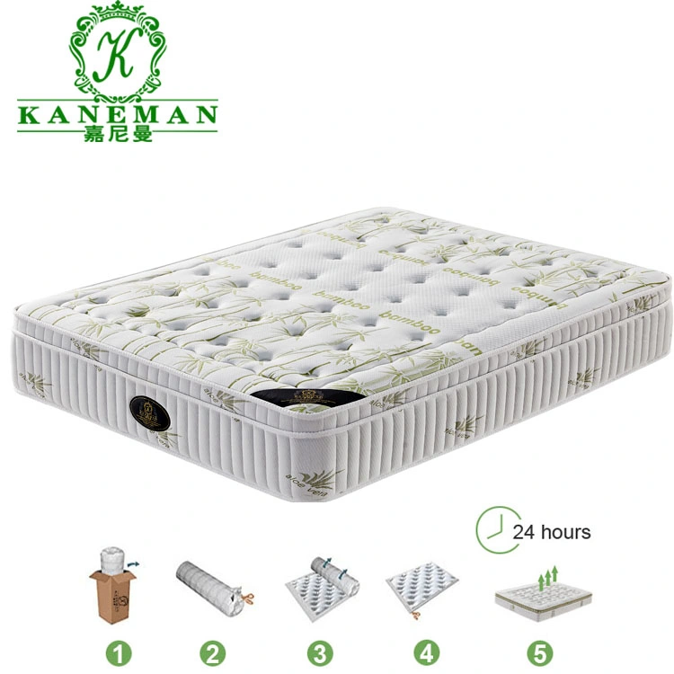 Bamboo Pillow Top 5 Zone Pocket Spring Mattress Vacuum Packed in a Box