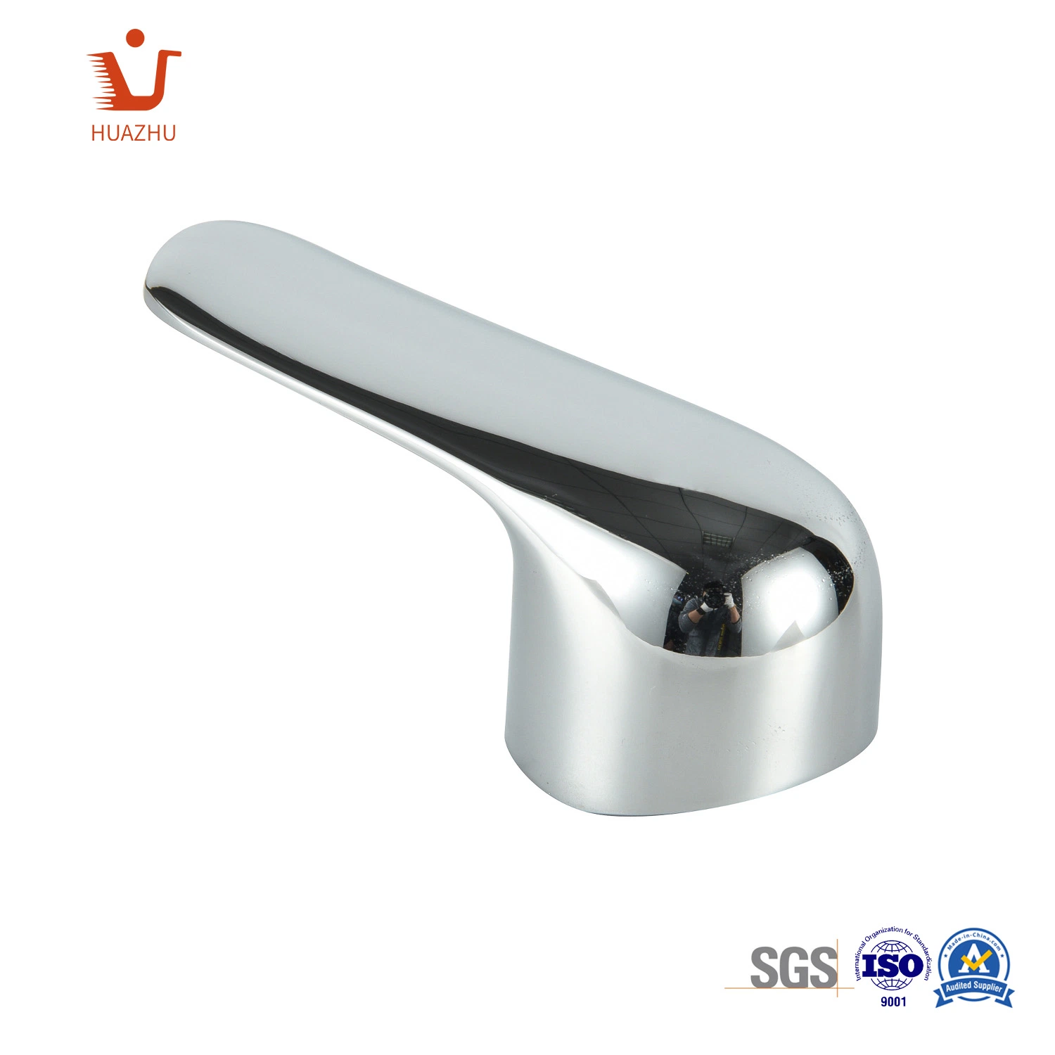 Modern Brass Stainless Steel Zinc Alloy Faucet Handle / Silver Color Round Type 2 Water Tap Mixer Handle