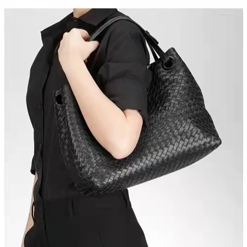 El GGA6943 Bolso tejido Guangzhou lujo Piel de Vaca de diseñadores de moda dama de negro de cuero mujer bolso personalizado