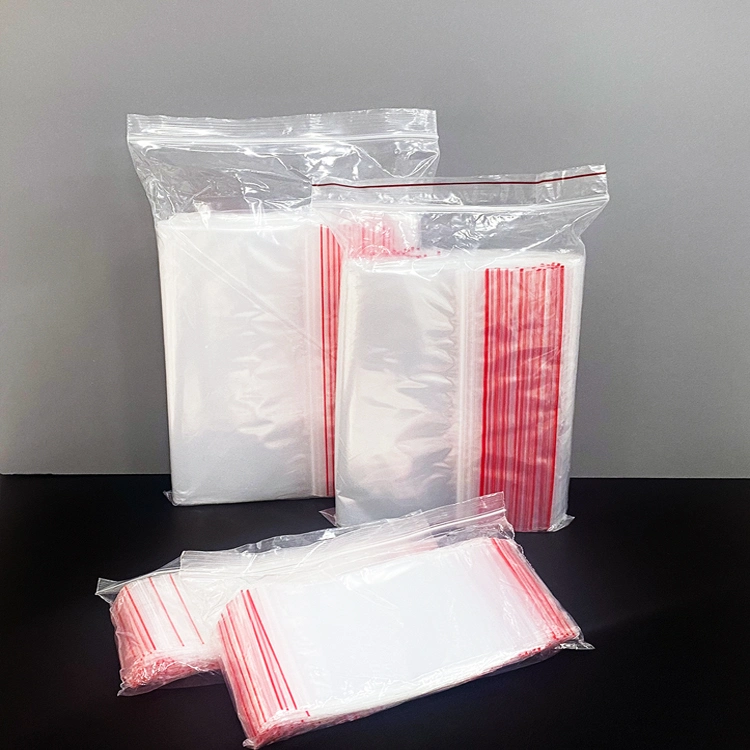 Fábrica de fornecedores da China em Stock Food Grade Grip Self Press Sacos transparentes de plástico de LDPE Poly Ziplock, recoáveis, para venda