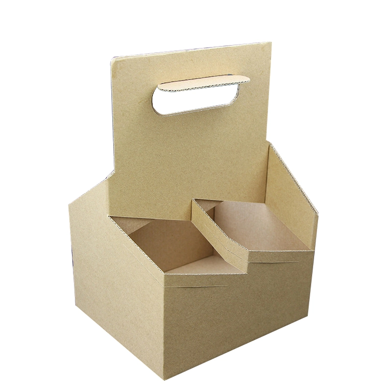 Biodegradable Corrugated Cardboard Food Package Portable Cup Set Holder in 3-Cell