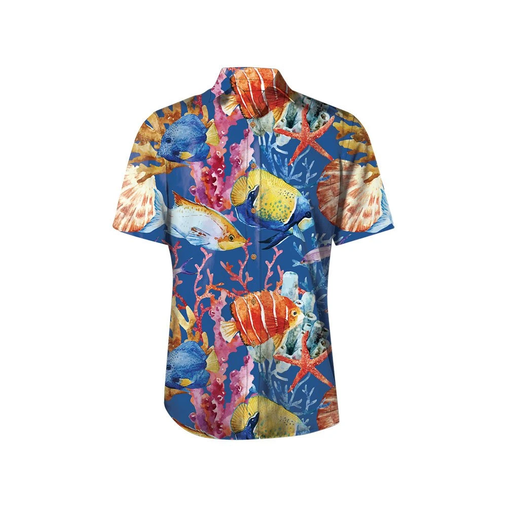 2023 High quality/High cost performance  Customized Printing Casual Plus Size Promotional Men Hawaiian Shirt