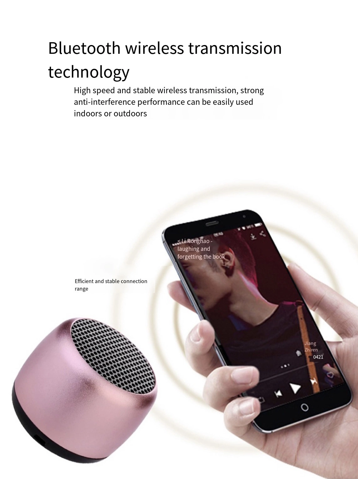 Enceinte Bluetooth portable étanche avec son surround mini haut-parleur sans fil puissant et logo personnalisé.