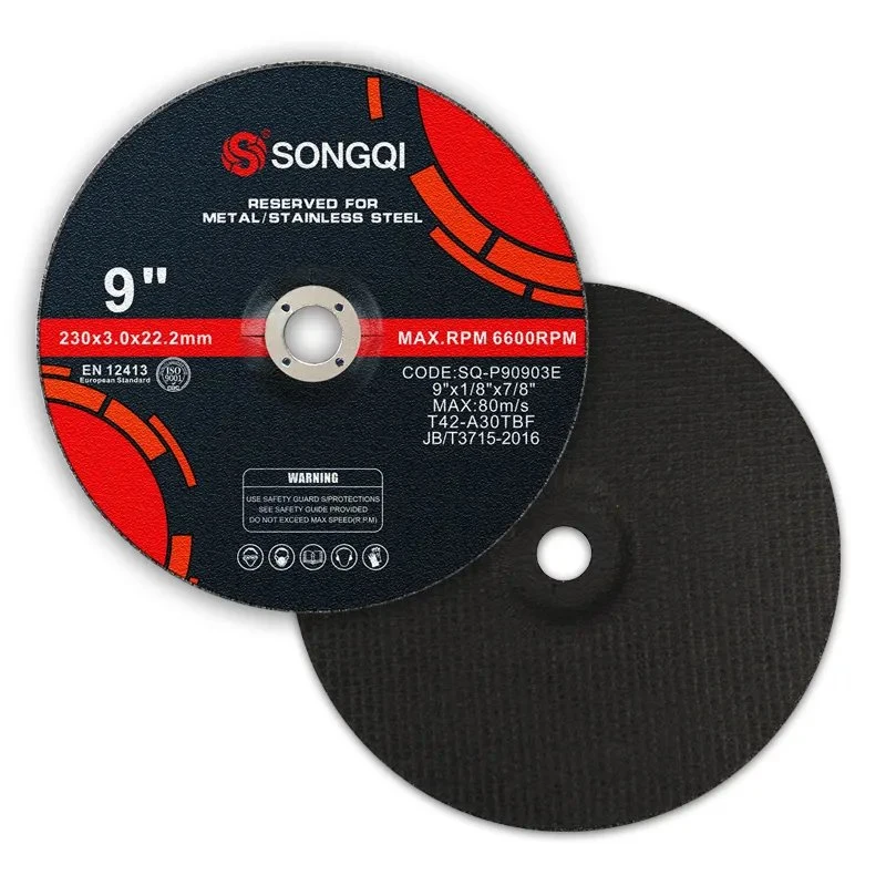 Ferramentas abrasivas de disco de corte metálico de 9" Songqi T42 230 * 3 * 22,23 mm