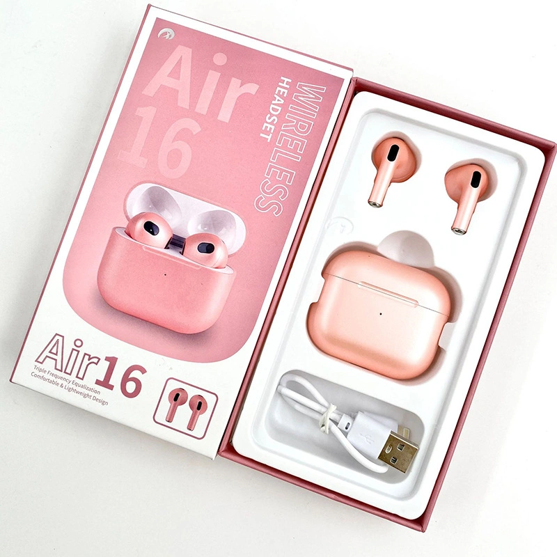 L'air16 Combiné sans fil Écouteurs Casque Casque jeu macaron TWS 16 d'air pour iPhone