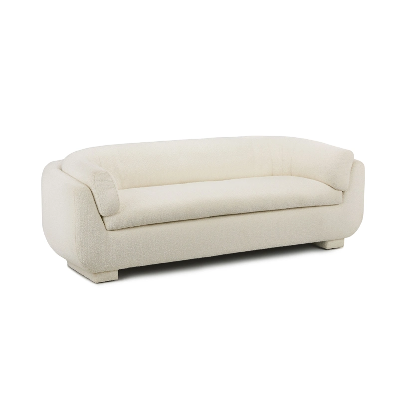 Upholstered with Soft Boucle Fabric and Deep-Seated Rounded Comfort Couch Sofa