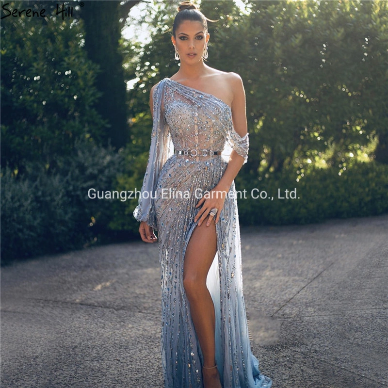 2021 Hot Selling Sequined Sex Beading Ball Dress Luxury One Shoulder Evening Party Frock Mermaid Bridesmaid Gowns 5 Colors