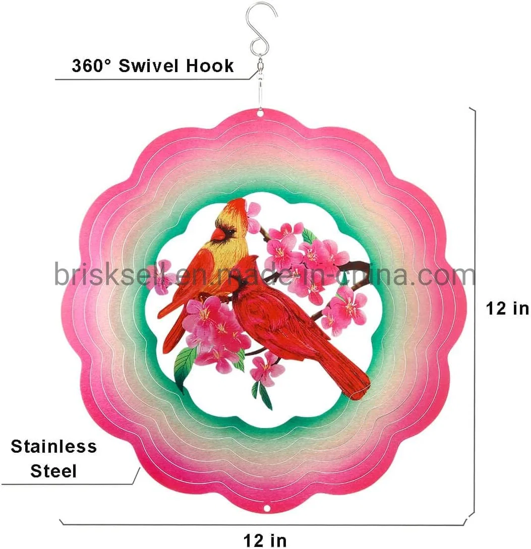 El cardenal viento Spinners al aire libre, de aves en 3D el mecanismo de giro del viento, la decoración de jardín de esculturas cinéticas de acero inoxidable de metal exterior