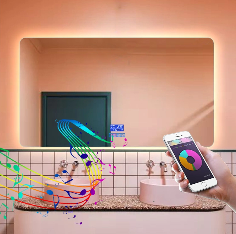 Baño personalizado iluminado Defogger ajustable Smart LED espejo Accesorios de baño