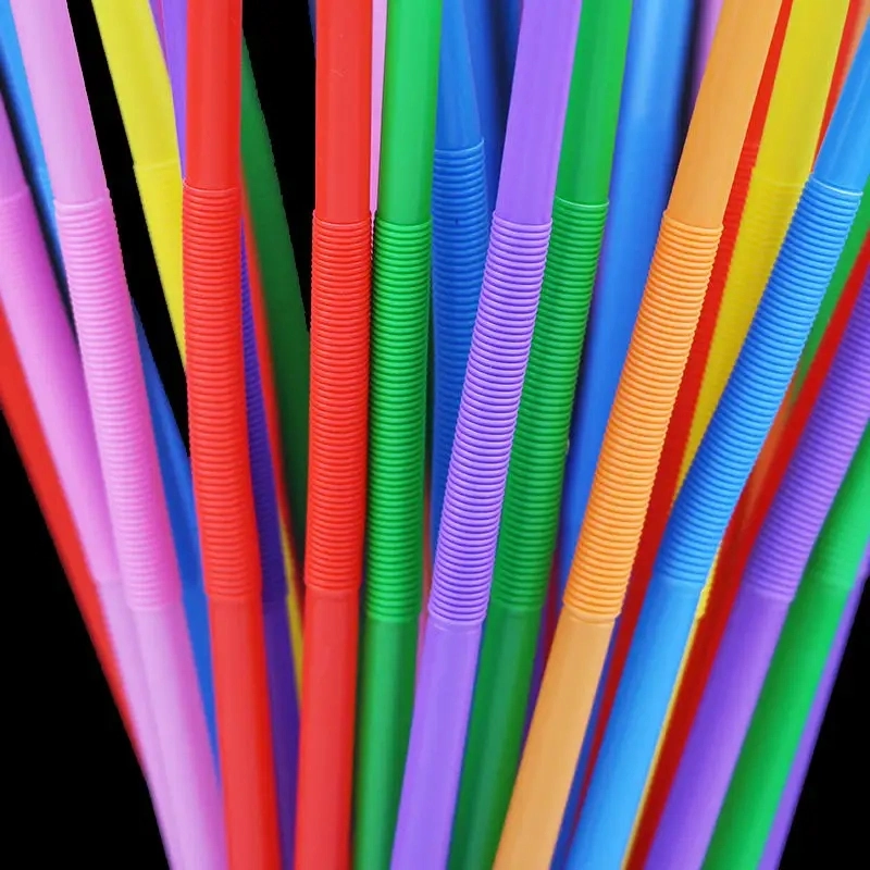 Free Sample Flexible Colorful Disposable Plastic Straws for Home Parties