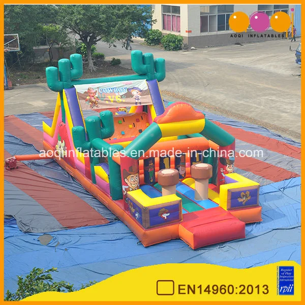 Cowboy Theme Bouncer Inflatable Obstacle Course with Slide (AQ01125)