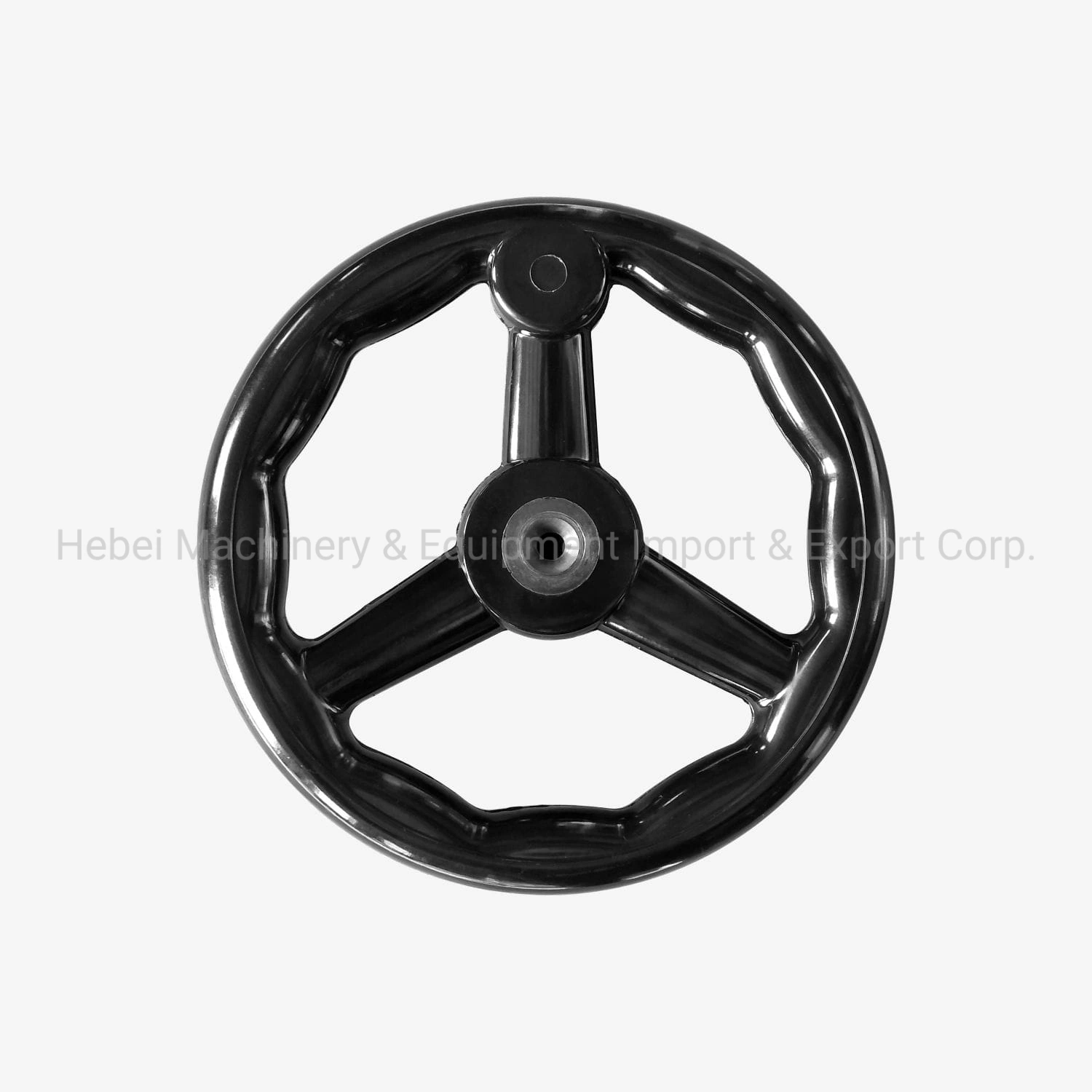 Adjustment Wheel, Crank Handle, Black Oxide Steel Hub, Hardend Black Plastic Wheel