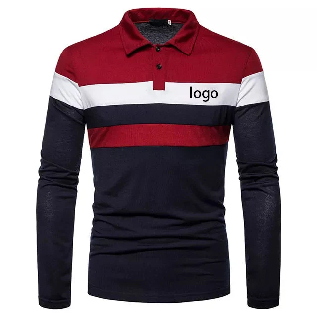 OEM Logo Blank 100% Cotton Long Sleeve Golf Polo T Shirt Embroidered Printing Plain Street Wear Sports Workout Casual Polo Tee Shirts for Men