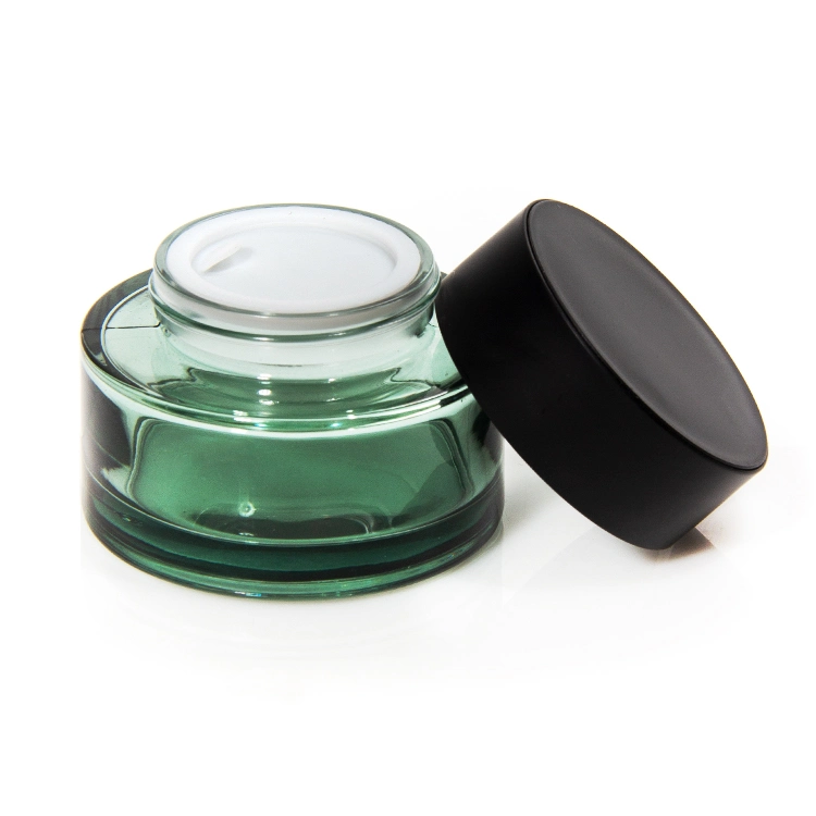 Embalagem personalizada de luxo para pele Embalagem de vidro cosmético Verde conjunto de pele Embalagem de cuidados conjuntos de recipientes de vidro