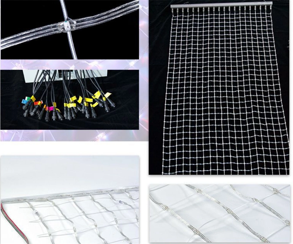 Flexible LED Grid Mesh Pixel Lights Outdoor Screen Advertisi Transparent Glass Soft Display Screen RGB Full Colors Spi Ttl DMX512 P50 P100 for Video Advertising