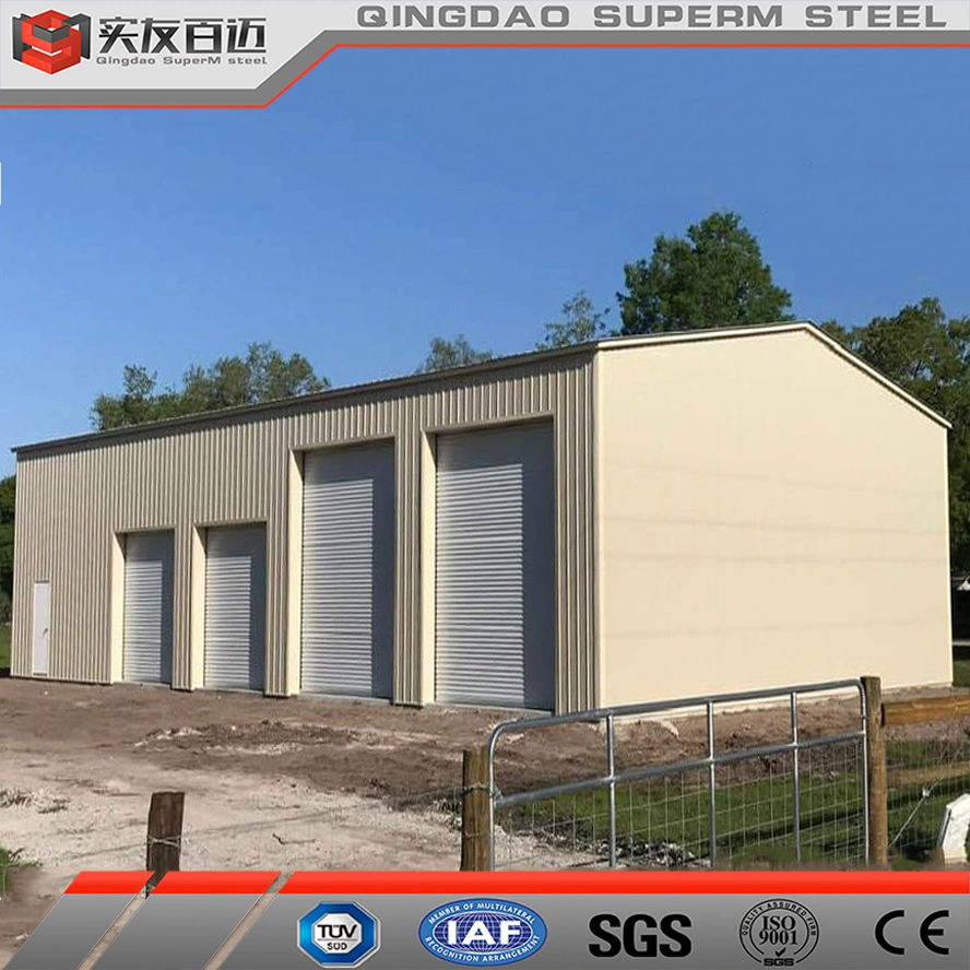 Prefab Light Steel Warehouse Construction Metal Sheet Workshop Offices Kits Insulated Panel 2-3 Cars Parking Carport Garage for Barndominium Homes