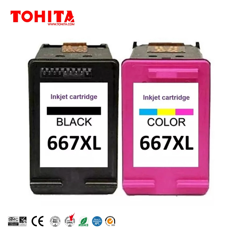 Ink Cartridge for HP Deskjet 1275 2374 2375 2376 2775 2776 6075 6475 6476 667XL Tohita