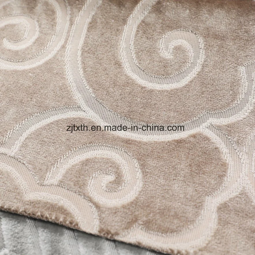 Brown Jacquard Printed Knitting Velvet Fabric for Sofa (YF008-5)