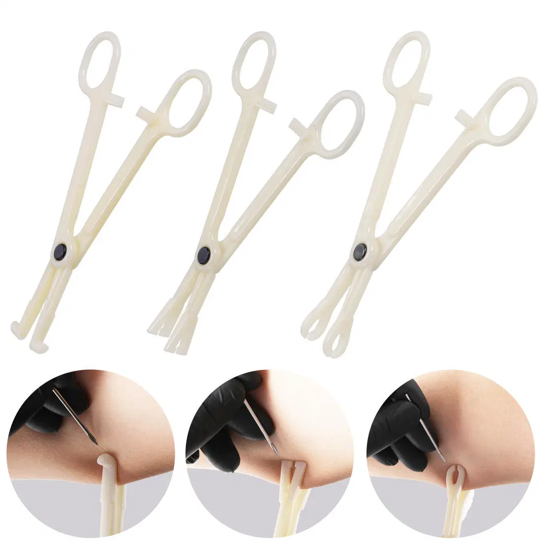 Disposable Acrylic Clamp Tools for Ear Lip Nose Round Open Piercing Forceps