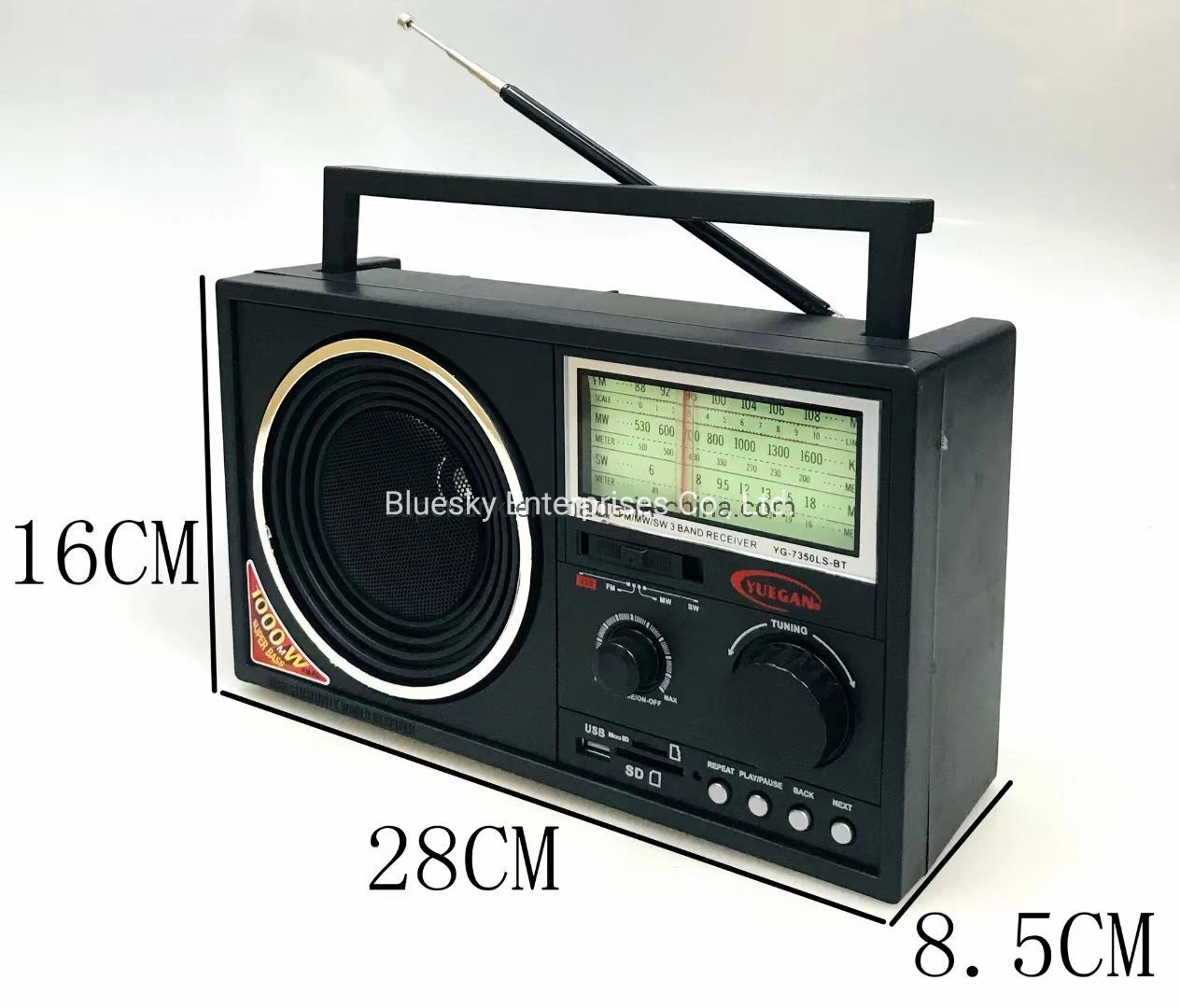 Yg7350us-Bt Meilleure vente FM RADIO MW Sw Multiband Lecteur MP3 avec TF SD USB Récepteur radio panneau solaire du monde extérieur