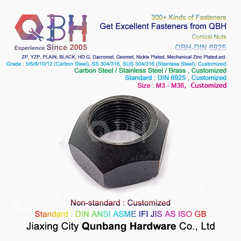 Qbh Customized OEM ODM DIN6925 Automobile Black Blue White Zinc Plated Prevailing Torque Type Wheel Lug Locknut