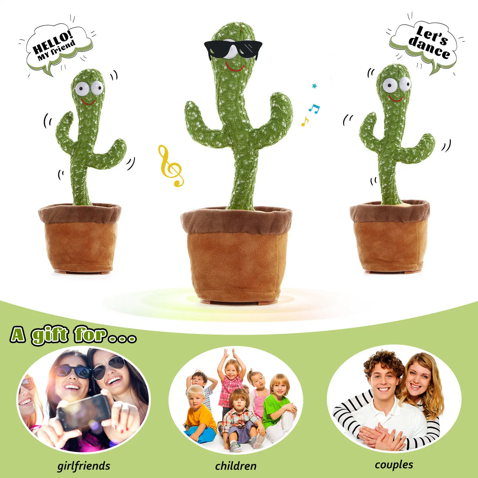 Factoriy Price USB Charge Electric Groovy Dancing Cactus Speaker Mimicking Cactus Kids Plush Cactus Toy