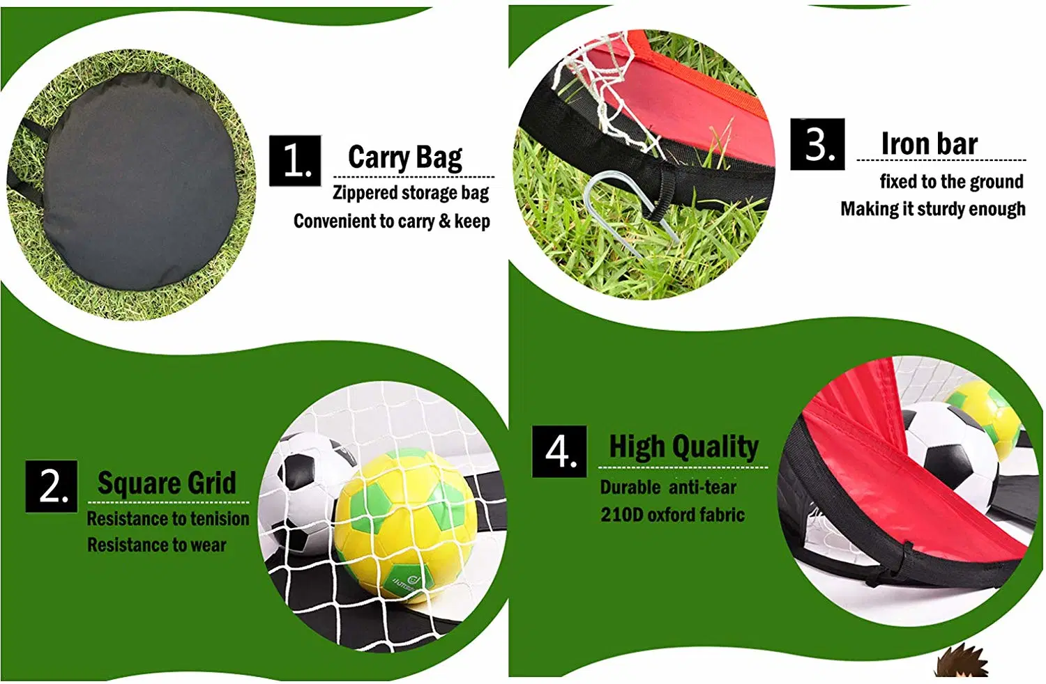 Portable Kids Soccer Net, Pop up Foldable Soccer Goal Outdoor Portable, Kids Soccer Goal Perfect for Indoor & Outdoor Sports and Practice Esg12969