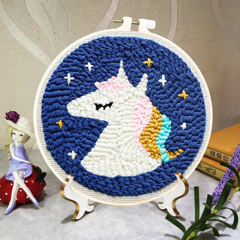 DIY Popular Handmade Unicorn Embroidery Kit Needle Punched Cotton