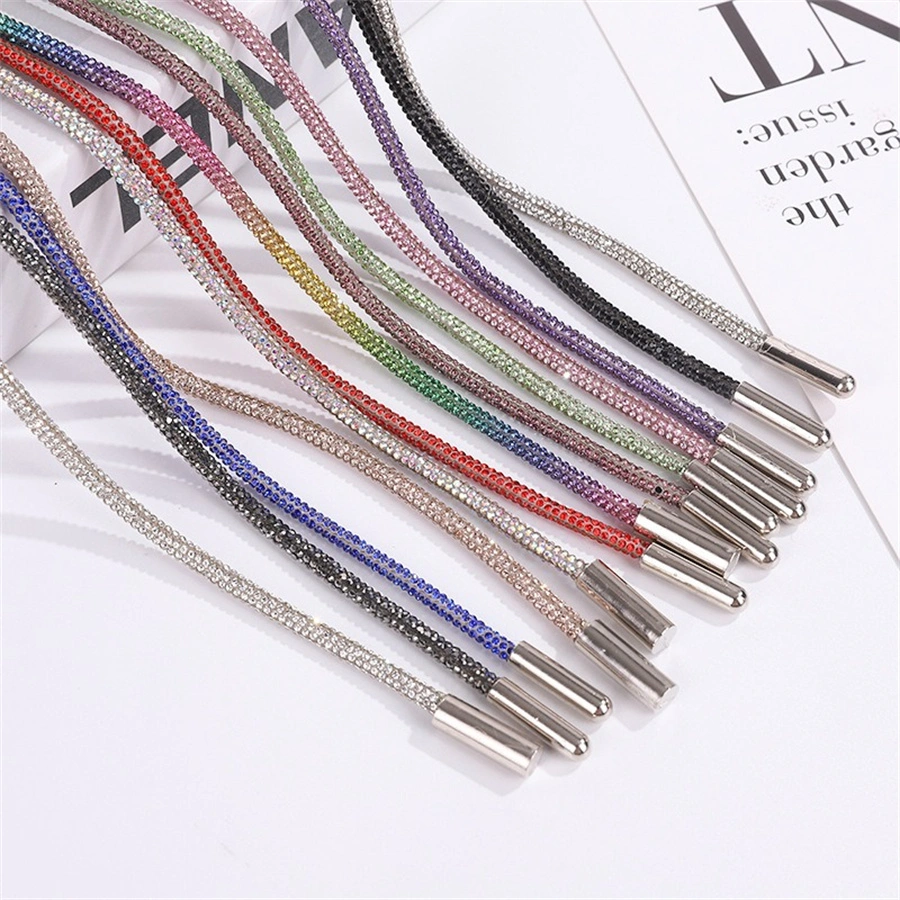 Commerce de gros de haute qualité des bandes de 3 mm Rhinestone Shoelace décoration de vêtements Rhinestone Crystal La corde de tirage pour Hoodies accessoire de chaîne