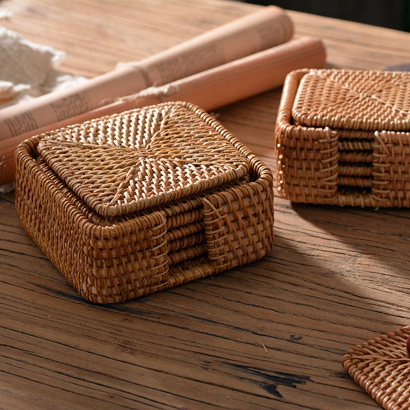 Природные плетеной Handwoven чашки Coaster набор из 5 схема