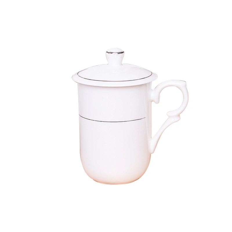 Manufacturers Wholesale/Supplier Ceramic Office Tea Cup Gift Cup Modern Simple Bone China Cover Cup Mugs Conference Cup