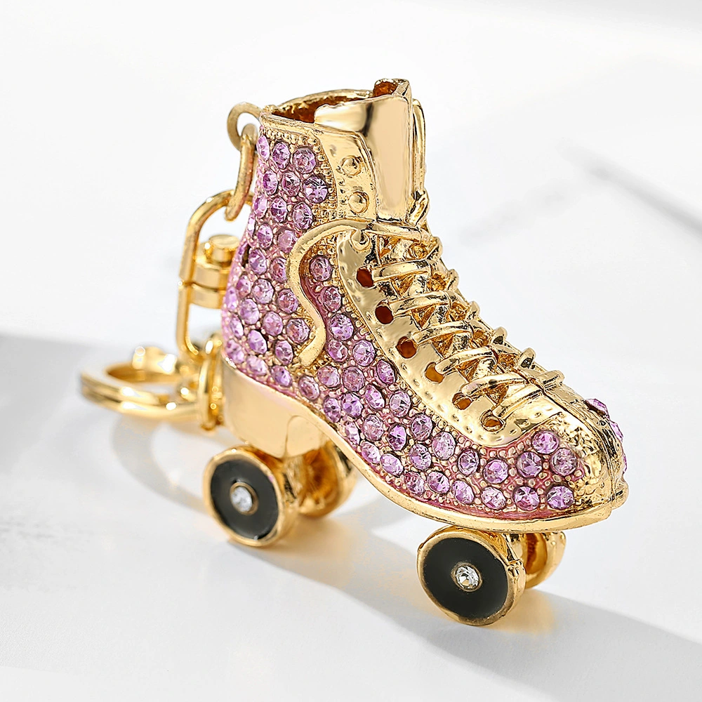 Creative Key Chain Mayoreo Metal Car Pendant Europa y el Estados Unidos Moda Diamond Patinaje Zapatos pequeño regalo