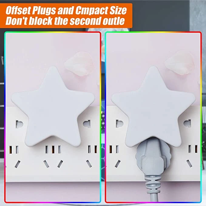 LED-Plug-in-Nachtlicht für Kinder Dusk to Dawn Sensor Star Night Lights Pentagramm förmige LED-Lampen für Schlafzimmer Badezimmer Kinderzimmer, kümmern Kinder schlafen