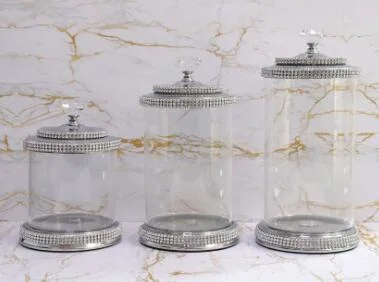 Glass Jar Cookie Candy Luxury Crystal Storage Bottles Containers Glass Jar with Lid