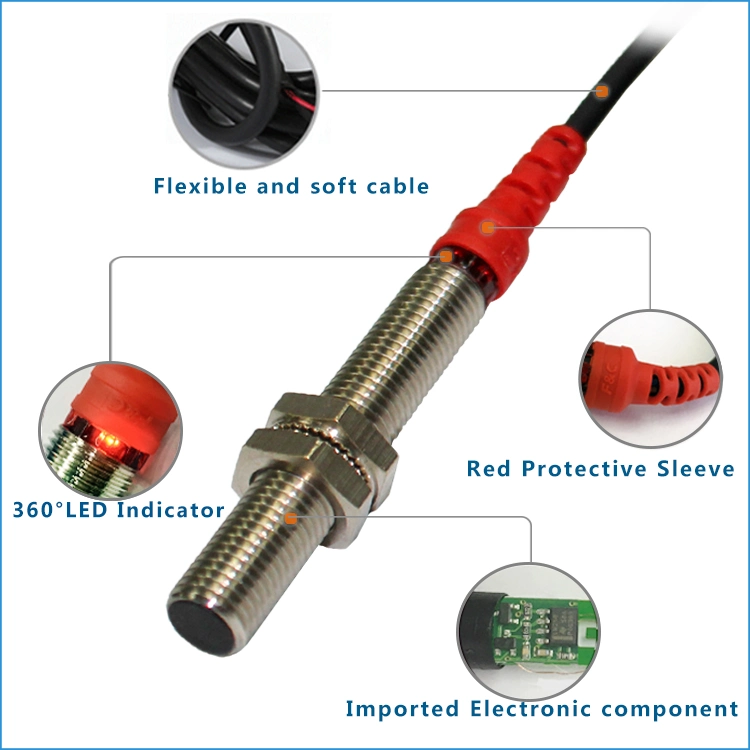 M8 Sensor de proximidad inductivos incrustable cilíndrico de 1 mm Interruptor el interruptor del sensor de proximidad inductivos con CE