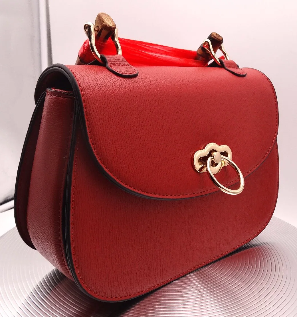 Lady Bag Bamboo Handle Long Belt Women Handbag