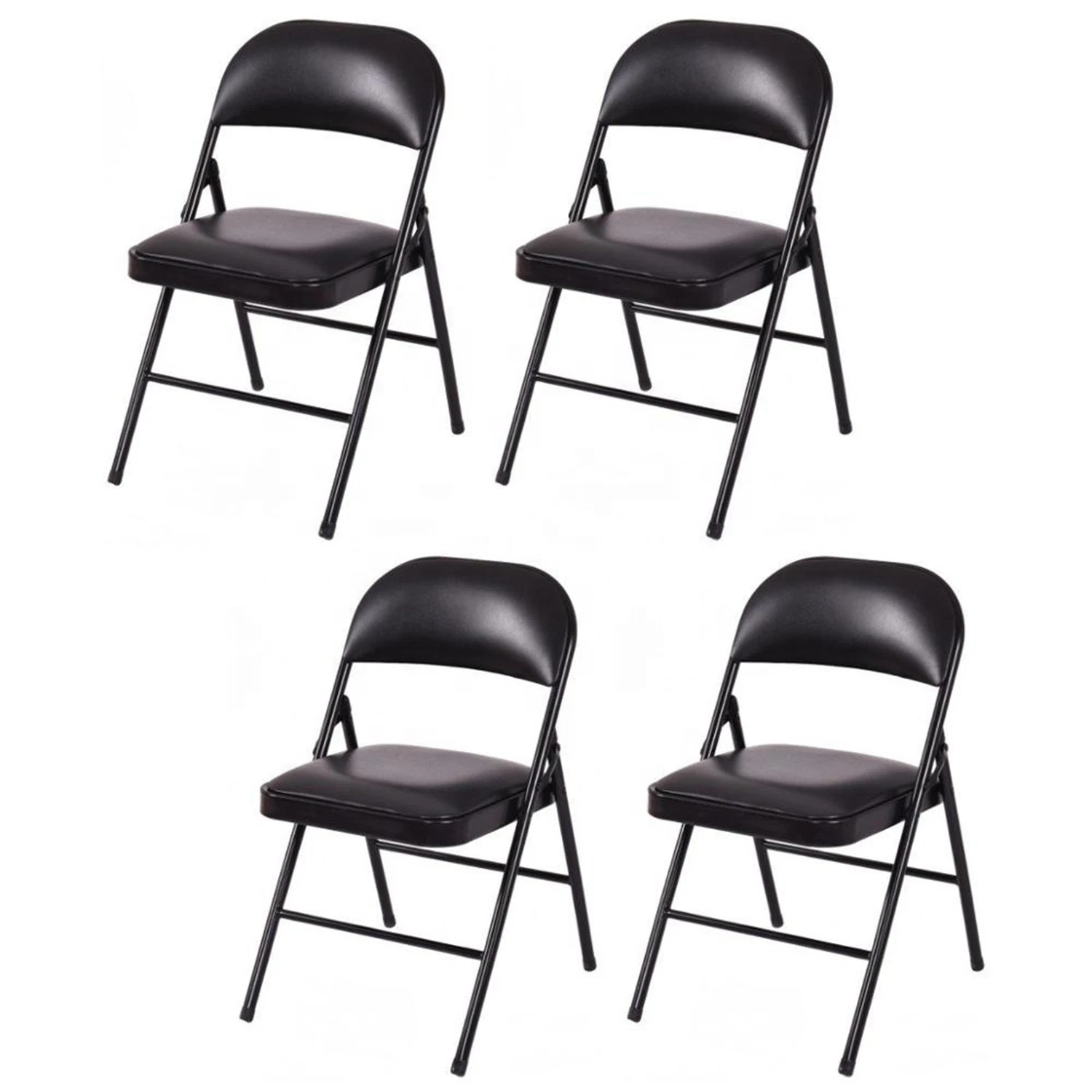 Precio de silla plegable de metal de cuero PU negro para conferencias/banquetes/oficina/visitantes/muebles de catering al por mayor.