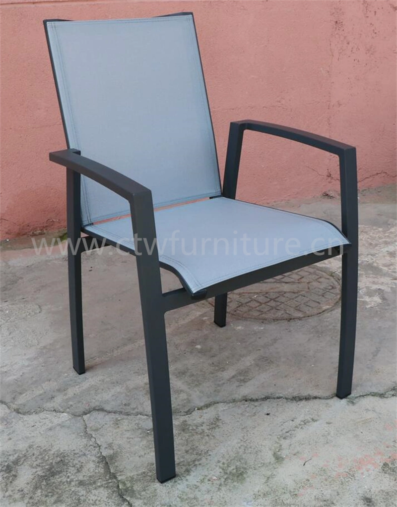 Original Factory Foshan Metal Ceramic Table Aluminum Outdoor Dining Mesh Fabric Chair