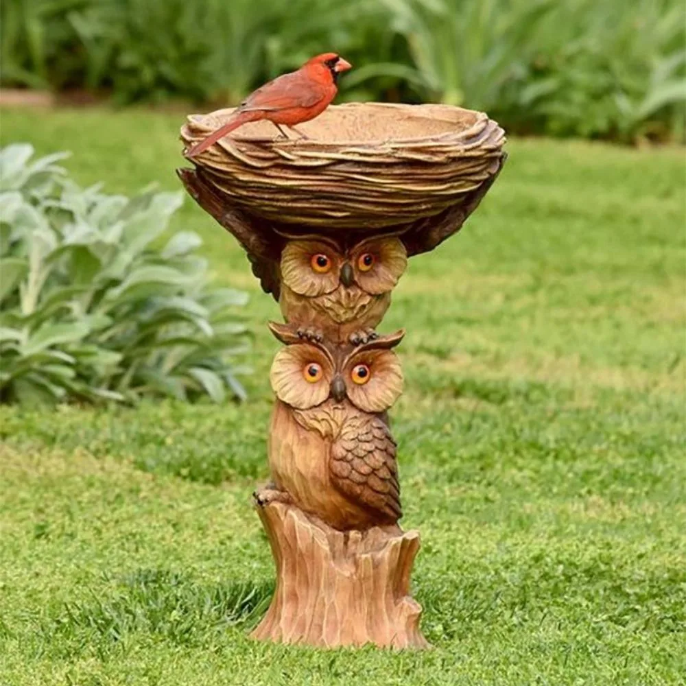 Raton laveur Sculpture, résine étanche bac à oiseaux statues Wyz21204