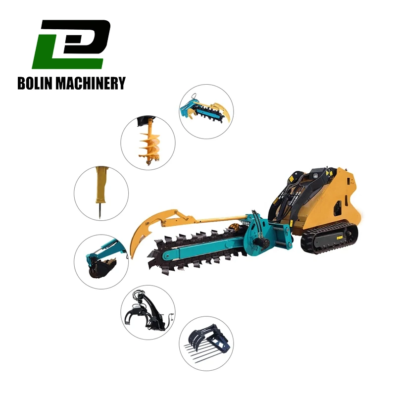 Trencher Mini Raorary Drilling Machinery Hydraulic Skid Steer Loader with Shovel for Farm CE EPA 525