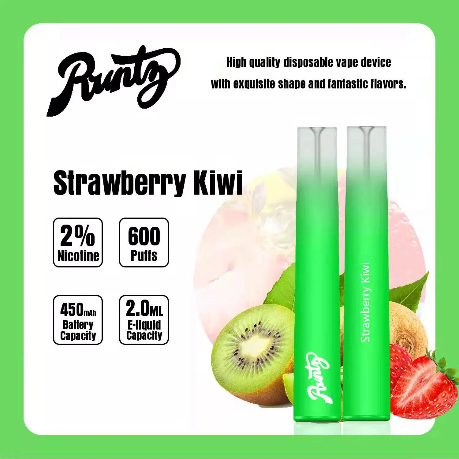 Hight Quality Minty Fruits Series 2ml 600 Puff Disposable/Chargeable Vape Pen Mini Electronic Cigarette Atomizer