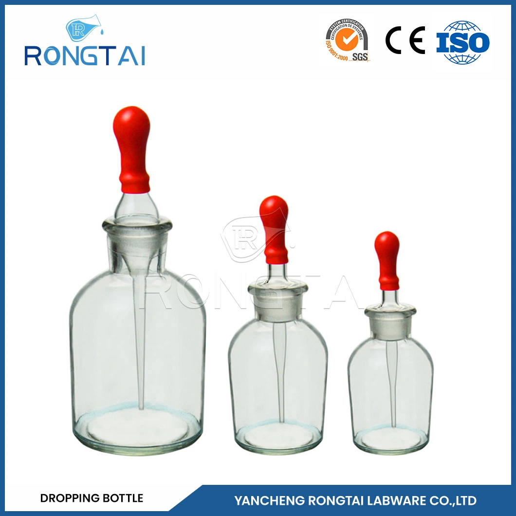 Rongtai Luxury Square Dropper Bottle Wholesale/Supplierr Black Dropper Bottle 100ml China Square Clear Glass Dropper Bottle