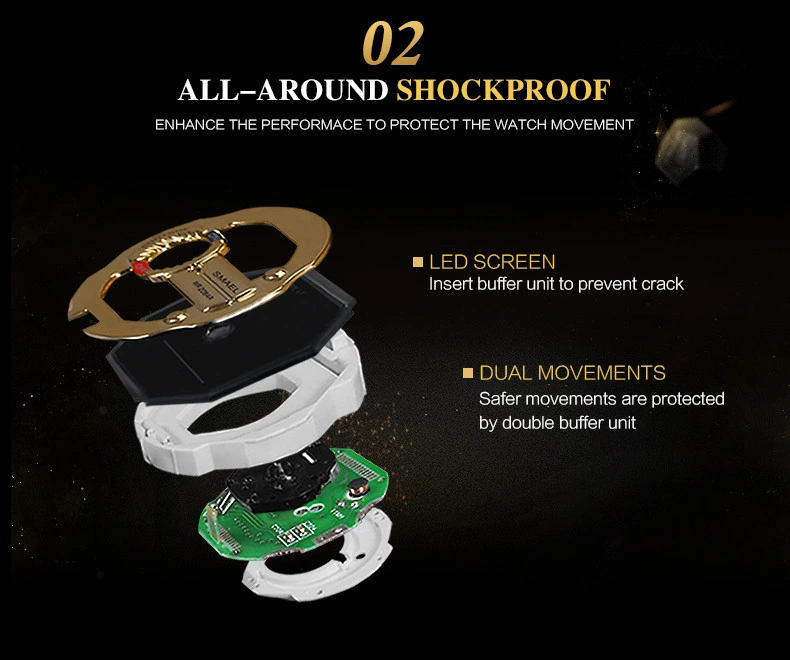 Классический Cool Shockproofsporty часы многофункциональный водонепроницаемый спорта Dual Display электронные кварцевые часы оранжевого цвета