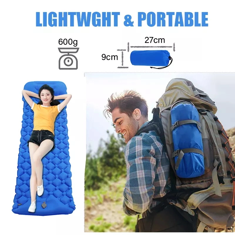 Amazon Hot Sale Outdoor Waterproof Dampproof Mat Picnic Hiking Durable Sleeping Mattresses Inflatable Camping Mat Sleeping Pad