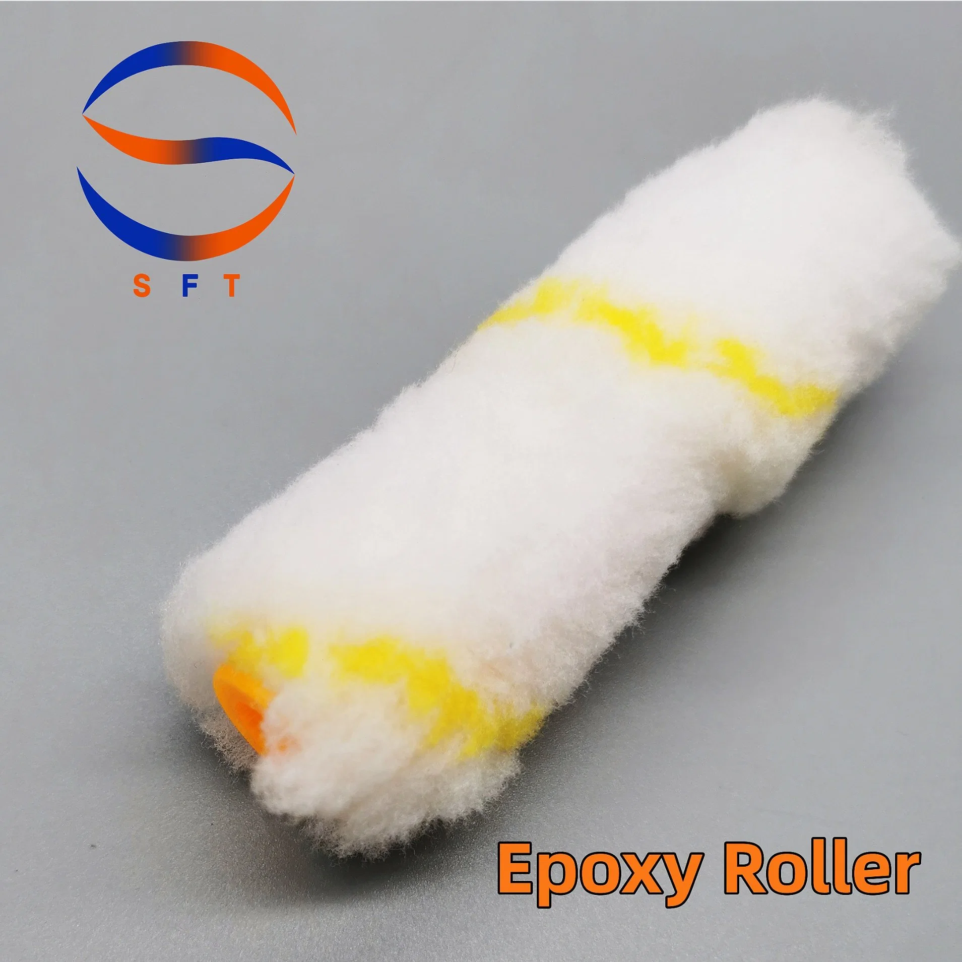 4'' White with Yellow Stripe Epoxy Roller for GRP FRP Coating