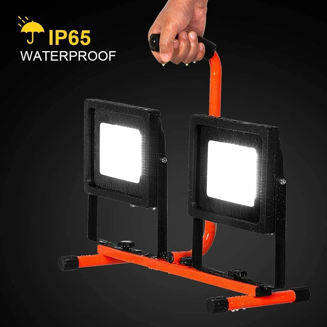 IP65 Wasserdicht im Freien 2 Köpfe 100W 8000lm faltbare LED Notarbeit Flutlicht Lampe mit teleskopischem Stativ und Hand Halter