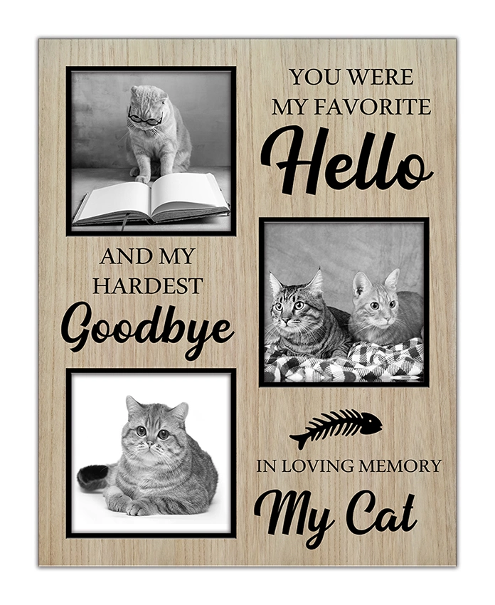 Wooden Sign Pet Memorial Cat Wall Hanging Picture Frame